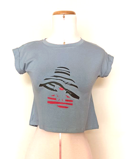 Polo de algodón azul claro para mujer